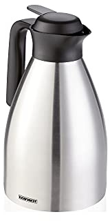 Leifheit Shine 1, 5 l isoleringskanna, 100% tät, termos med dubbelväggig rostfri stålkropp, praktisk öppning och stängning med en hand, kaffekanna, tekanna, silversvart
