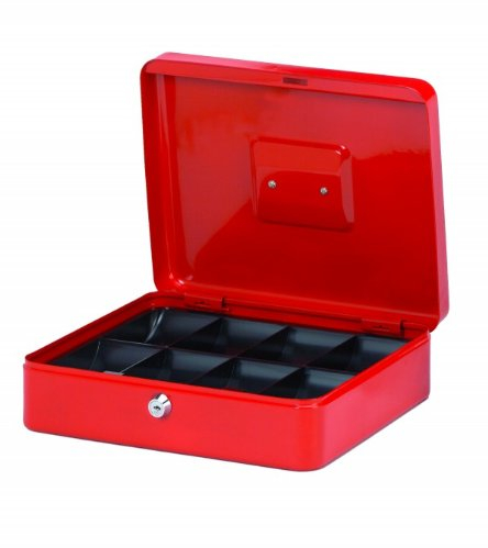Große Geldkassette Faxland in Rot, 30 x 24, 5 x 9 cm mit Münzgeldeinsatz, Rot