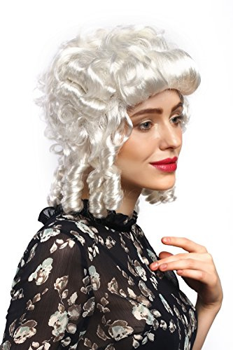 WIG ME UP - 91022-ZA68-ZA62 Perücke Damen Karneval Fasching Barock Weiß Locken Königin Marie Antoinette Adlige Südstaaten Renaissance