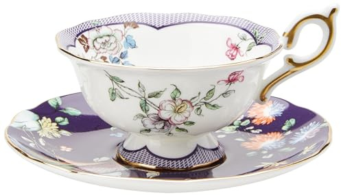 Wedgwood Wonderlust 40024023 Teetasse und Untertasse, Midnight Crane, Knochenporzellan