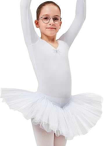 tanzmuster Ballett Tutu Mädchen - Romy - Gr. 92-170 - weiche Baumwolle - Glitzersteine - Ballettbody mit Tüllrock für Kinder