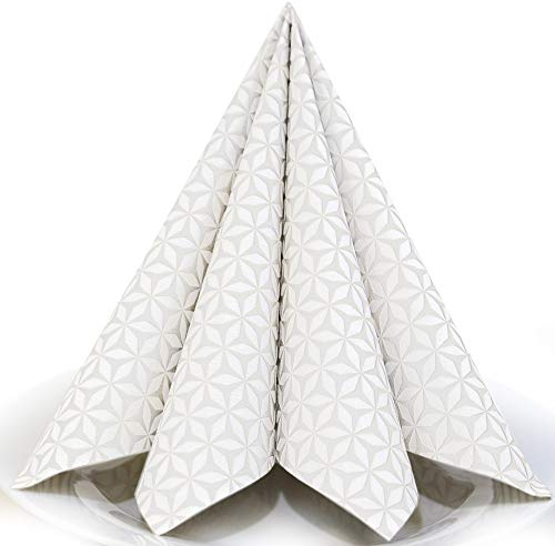 Servietten Dreams hellgrau Premium Airlaid, STOFFÄHNLICH | 50 Stück | 40 x 40cm | Hochzeitsserviette | hochwertige, edle Serviette für Hochzeit, Geburtstag, Party, Taufe, Kommunion | made in Germany