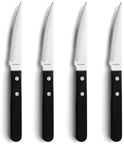 Amefa 700000MBA1RB4 Pizza Ensemble de 4 Couteaux steak Noir