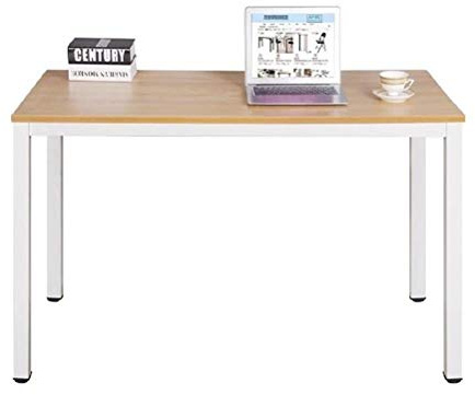 sogesfurniture Schreibtisch Computertisch Büromöbel PC Tisch, Stabil Bürotisch Arbeitstisch Esstisch aus Holz und Stahl, Einfache Montage, 100x60x75cm, Teak & Weiß AC3TW-100-SF