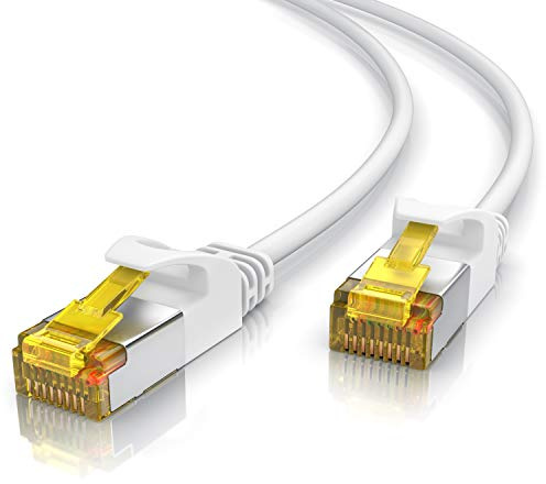 CSL Cat 7 Netzwerkkabel Slim 10m Patchkabel – RJ45 – LAN Ethernet Gigabit Kabel – 10000 Mbit – U/FTP PIMF Schirmung – Switch Router Modem PS5 Xbox Series X -kompatibel zu Cat 6 und 8 - weiß