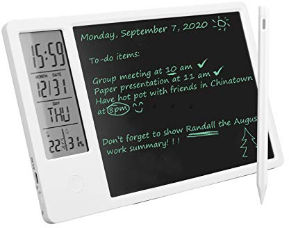 LCD-Schreibtablette mit Stift, elektronischer Desktop-Kalender LCD-Handschrifttafel Typ C Wiederaufladbarer Notizblock mit Digitalfunktion und Alarmfunktion für Schulen, Büros, Privathaushalte