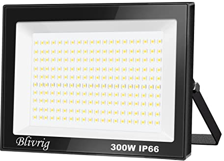 faretto led da esterno,Blivrig 300W faretti led esterno,30000LM Fari di sicurezza Bianco Caldo 3000k,Lampada Luce Potente,faro led Impermeabile IP66,per Giardino,garage,patio,strade