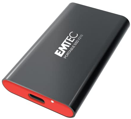 Emtec Disque SSD Externe X210 Elite 128Go - Interface USB-C 3.2 Gen2 - Technologie 3D NAND Flash - Câble vers USB-A Inclus Noir