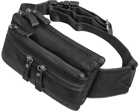 STILORD Damian Große Bauchtasche Leder Vintage Gürteltasche für Herren Damen Crossbody Hip Bag Moderne Hüfttasche für Reisen Jogging Festival aus Echtem Leder Farbe:vinto - braun