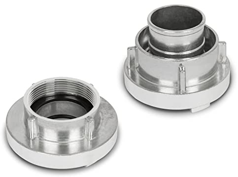 EBERTH 2 Festkupplung und Saugkupplung im Set, Storz C Schlauchkupplung 2 Zoll, Durchmesser Innengewinde 59mm, Außendurchmesser Schlauchtülle 52mm, Aluminium Kupplung mit Dichtung, Storz 52-C
