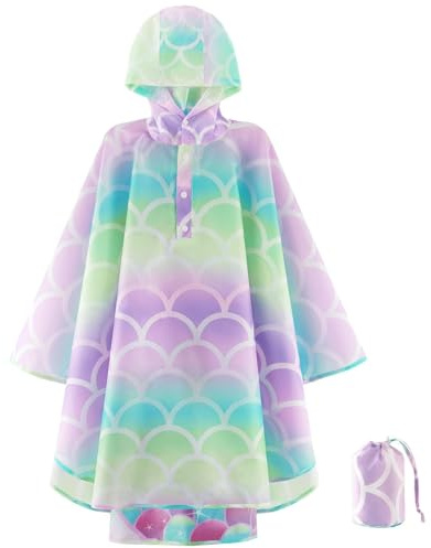 WAWSAM Poncho de Pluie Imperméable pour Enfant Garçons Filles Poncho de Pluie Léger