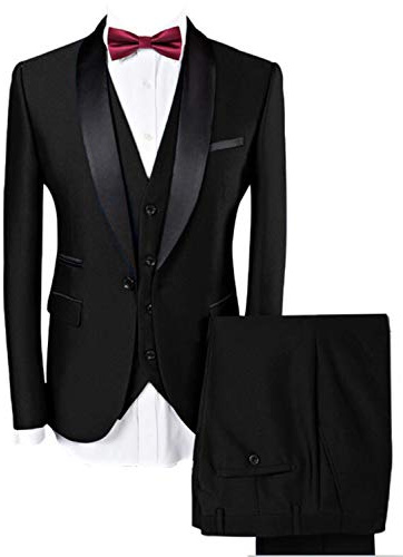 Cdkoke Herren Dreiteiliger Anzug Schal Revers EIN Knopf für Hochzeit formelle Party Smoking
