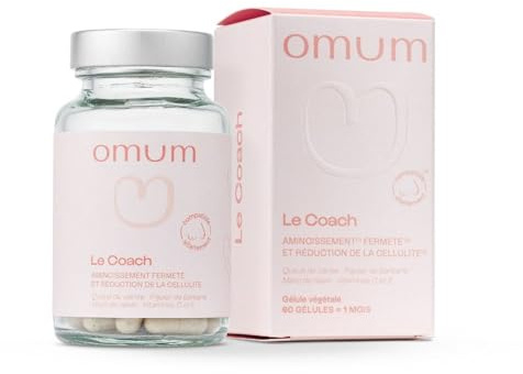 OMUM - Le Coach Complément Alimentaire - Favorise l’amincissement, aide à réduire la peau d’orange et à raffermir la peau - Compatible allaitement - Vegan - 60 gélules pour 1 mois de cure