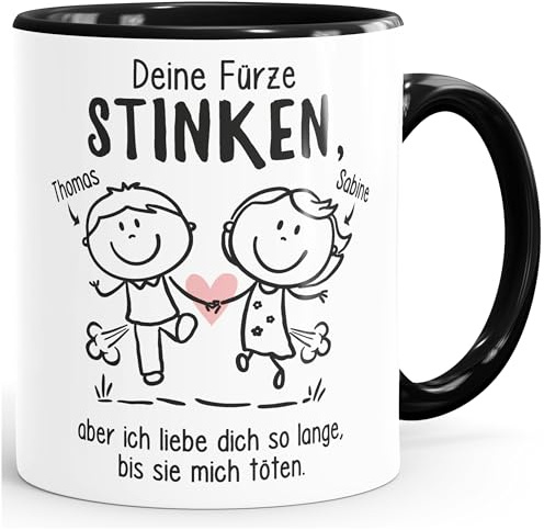 MoonWorks® Kaffee-Tasse Deine Fürze stinken aber ich liebe dich Geschenk personalisiert Freund Mann lustige Liebeserklärung Weiss-innen-schwarz standard