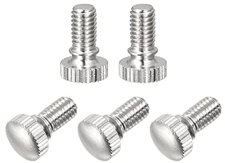sourcing map Knurled Thumb Screws, M6x10mm Brass Shoulder Bolts Grip Knobs Fasteners, Nickel Plated 5Pcs