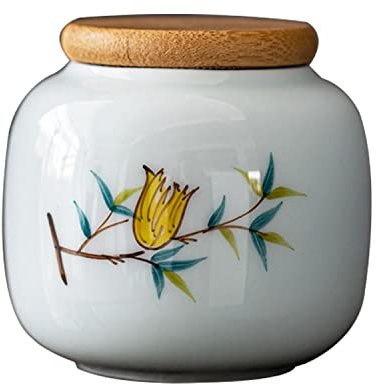 CAGFINY Ceramic Tea Canister Japanese Style Tea Coffee Sugar Storage Pots Jars Ceramic Traditional Tea Caddy for Kitchen
