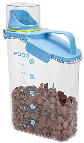 Taylor & Brown 2.8L Plastic Airtight Dry Food Cereal Storage Containers, Practical Cereal Dispenser, Food Grade and BPA Free, Ideal for Cornflakes, Flour Storage, Rice, Sugar and Pet Food, Blue