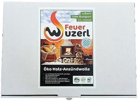 Feuerwuzerl® aus Bayern - Holzwolleanzünder, Kaminanzünder, Grillanzünder, Ofenanzünder - CO2 neutral produziert - 100% ökologisch - geschlagen und verarbeitet in Bayern (Stück: 44)