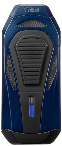 Colibri BOSS Triple-Jet Feuerzeug mit integriertem Zigarrenschneider, windbeständig, Höhengeprüft, nachfüllbares Butan (Marineblau)