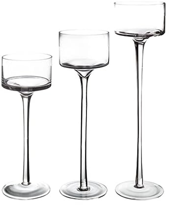 JOYALY Portavelas de Cristal Alto, portavelas Transparente, Soporte for Mesa, Centro de Mesa, triangulación de envíos (Size : S)