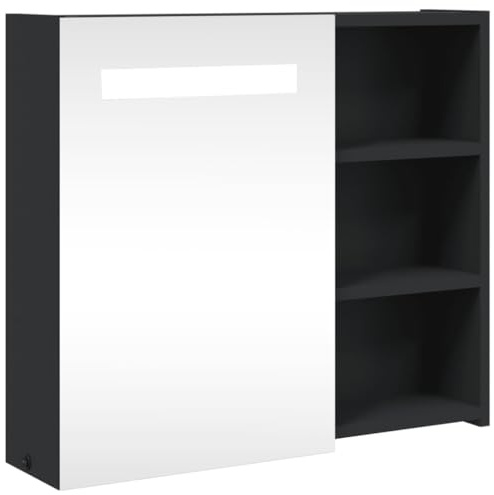 vidaXL Spiegelschrank mit LED-Beleuchtung Schwarz 60x13x52 cm