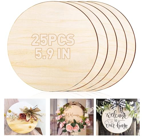 25 Stück Runde Holzscheiben 15cm Durchmesser, Holzscheiben Rund 15cm Durchmesser Holzplatten zum Basteln 2mm Dick für Weihnachten, DIY-Projekte, Kunsthandwerk