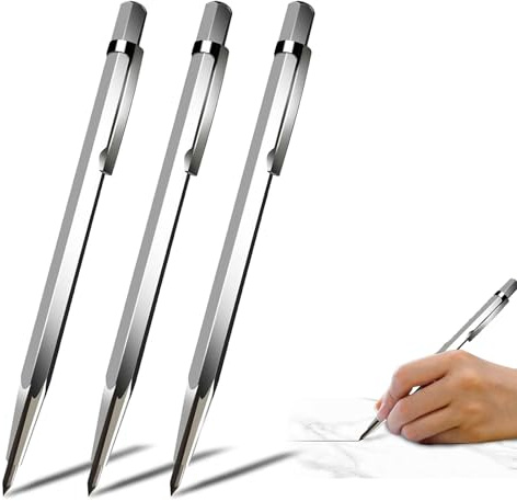 ZmdecQna 3 PCS Tungsten Carbide Tip Scriber, Metal Etching Engraving Pen, Glass Scribe Tool Engraving Pen with Retractable Tungsten Carbide Tip for Glass, Ceramics and Hardened Steel