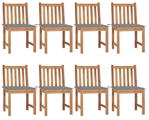 WHOPBXGAD klappstuhl bis,klappsessel,Camping Stuhl,rattansessel,Gartenstühle 8 STK. mit Kissen Massivholz Teakstapelstuhl,klappstuhl Holz,campingstuhl mit Tisch,gartenstuhl,Sun Garden,