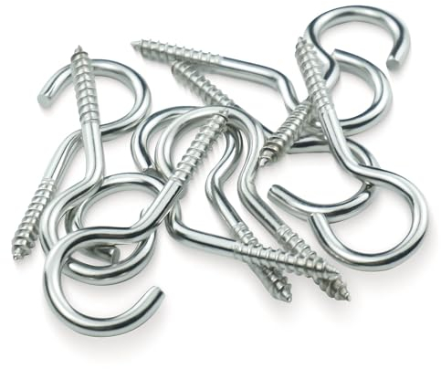 MeHurr Schraubhaken Klein Edelstahl 10 Stück, Haken zum Schrauben 4x50mm, Deckenhaken A2 V2A, Hakenschrauben mit Gewinde, Einschraubhaken für außen, Gewindehaken M4, Becherhaken Rostfrei