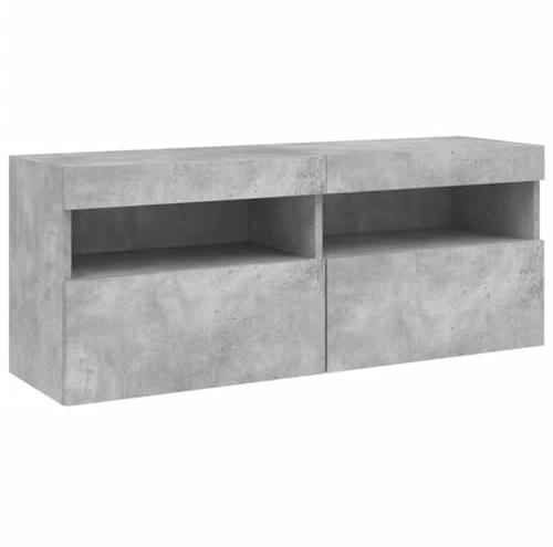 vidaXL Väggmonterad tv-bänk LED betonggrå 100x30x40 cm, väggenhet, väggmonterad TV-enhet, väggmonterat skåp, TV-väggenhet, hängskåp, väggförråd