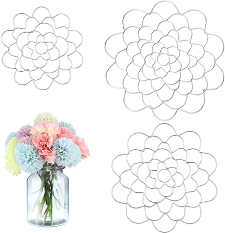 Ldirect 3 Stück Blumenfrosch Edelstahl Draht Blumenarrangement Werkzeug Blumendeckel Arranger Wiederverwendbare Blumengitterhalter (Silber, 4+5+6 Zoll)