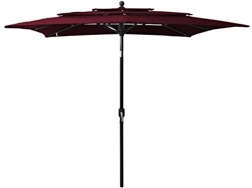 MNISDFL Ombrellone da spiaggia, ombrellone da balcone, con asta in alluminio, 3 strati, color sabbia, 2,5 x 2,5 m, Colore: rosso, 250 x 250 x 260 cm (B x T x H)