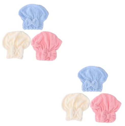 FRCOLOR 6 tappi asciutti per capelli per asciugacapelli, panno in microfibra, per la testa, per le donne, per asciugacapelli, fumetti, cuffia da doccia, turbante