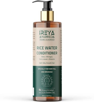 Rice water Hair Conditioner with Amla & Bhringraj Extract - 200 ml | For Smooth, Soft & silky Hair | Anti-Hair Fall Conditioner | Suitable for All Hair Types by Ireya Ayurveda