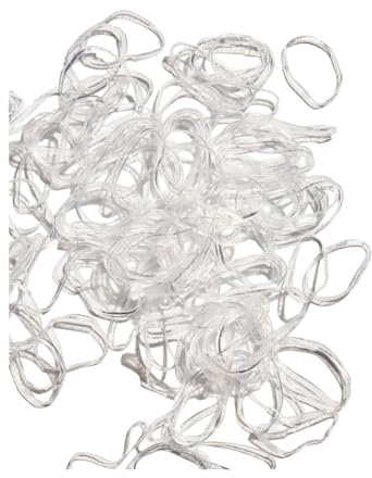 Mytoptrendz® 2cm Large Strong Stretchy Thin Poly Elastic Hair Bands For Hair Styling, Braids, Ponytails, Hair Ties for Toddlers, 250 pcs in a Pack (Plain-Clear translucent)