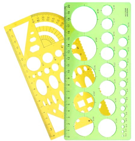 Circle Stencil Set - Plastic Circle Templates Geometric Stencil Rulers Measuring Round Hole Ruler Tool for Painting Studying Designing Office