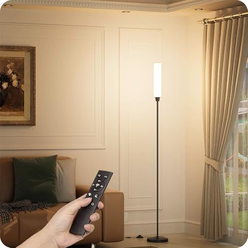 pekipe Dimmable Floor lamp with Remote Control,Floor Lamp for Bedroom Living Room Office,Adjustable Brightness (10%-100%) and Color Temperature (3000k-6000k),LED Corner Lamp with Foot Switch (Black)