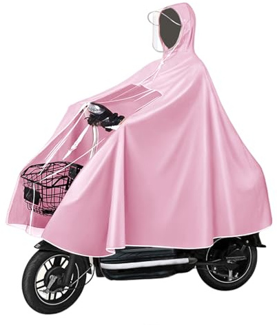 Fayemint Vattentät regnponcho, vattentäta cykellager, vindtätt cykelregnrock, med huva, för cyklar, mountainbikes, elektriska cyklar (rosa), Rosa, XL tall