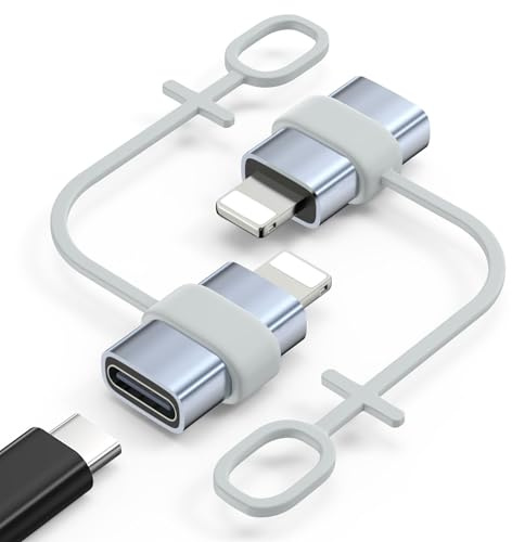 MoKo USB C auf Lightning Adapter 2Stück, Nicht für Audio/OTG, Schwarz | Adapter USB C auf Lightning mit Schnelles Laden Anti Verlust Seil für iPhone 14/13/12/11/X, Pad Pro/Air 5/Mini 6, Pod Nano