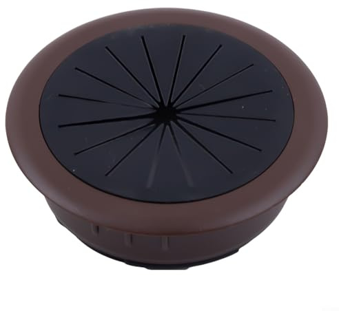 Copertura per scatola da scrivania con passacavo, in plastica ABS, rotonda, a 60 fili, copertura per foro per cavi di mobili (marrone nero)