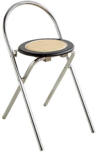 Konferenzstuhl Klappbar Gästestuhl Klappbar Japanisches Retro-Rattangeflecht Klappstühle, Küche Aus Schmiedeeisen Essensstuhl, Tragfähigkeit 150 Kg(Schwarz)