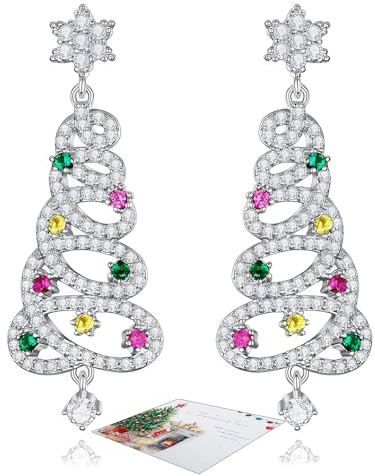 HEEYA Ohrringe Weihnachten Ohrringe weihnachtsbaum Weihnachtsohrringe Damen mit Glänzende Zirkon Baumelnde Ohrringe Silber S925 Weihnachtsschmuck Geschenk Weihnachten Ohrstecker