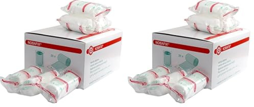 NOBA 20 Stück Mullbinden Fixierbinden 8 cm x 4 m einzeln in Folie (Packung mit 2)