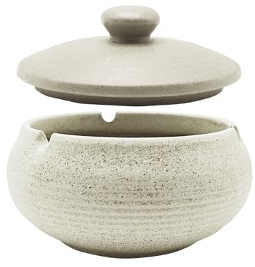 Outdoor Ashtray, Ceramic Wind Ashtray with Lid, Strong Windproof and Odour-Proof Ashtray for Outdoor Use, for Balconies and Offices (Light Green)