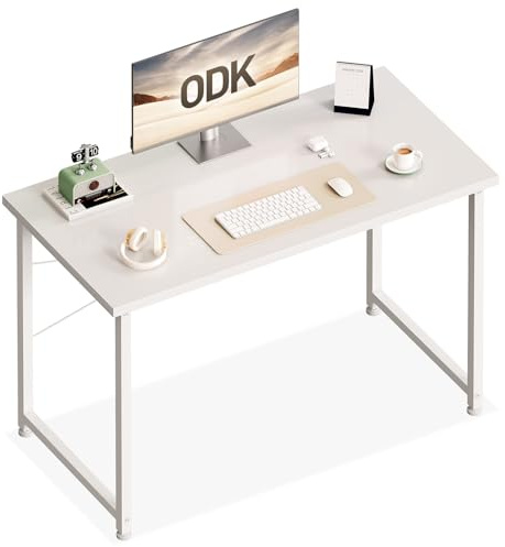 ODK Scrivania Salvaspazio per Computer, 100 × 48 cm, Scrivania PC, Bianca | Scrivania Ufficio e Tavolo da Lavoro Compatto per Home Office, Studio, Cameretta e Piccoli Spazi