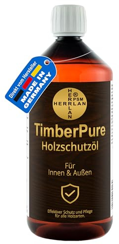 HERRLAN® TimberPure Huile de paraffine, huile de protection pour bois de sauna (Ph. Eur.) 1 litre Huile de paraffine incolore et inodore pour la protection des surfaces en bois
