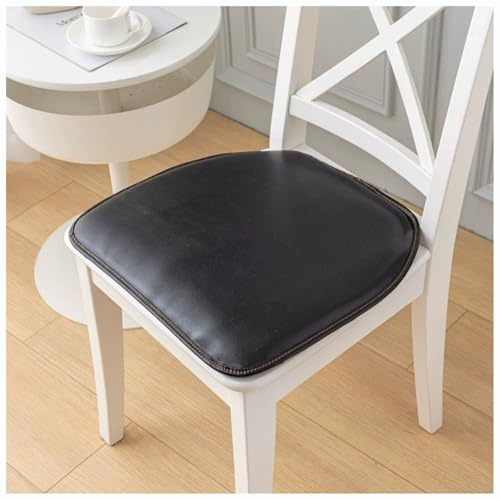 BLLMTEAR Outdoor/Indoor 16x17x2/20x20x2 Chair Cushions with Ties Set of 1/2/4, Waterproof All Weather U-Shape Seat Pads Decoration for Patio Garden Furniture Home Office(Black,2pcs:50x50cm/20x20)