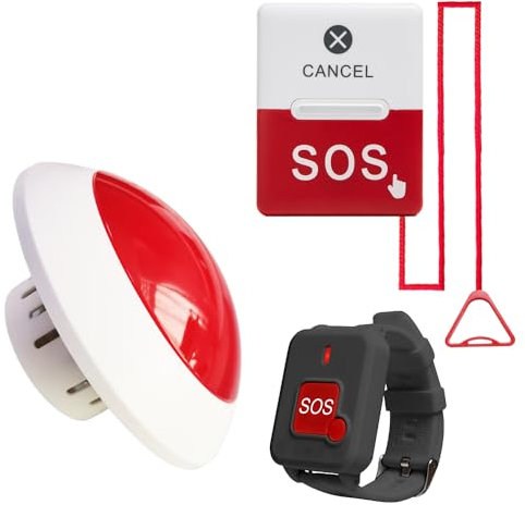 CYSSJF Sistema di chiamata di emergenza per disabili/Anziani, Avvisatore Bagno per disabili/Anziani | SOS Allarme Disabili Bagno/Camera da letto/Accessibile WC/WC +1 Braccialetto di emergenza