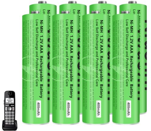 400 mAh NI-MH Batería AAA para Teléfonos Gigaset, Pilas Recargables AAA 400mAh 1,2 V Recargables para Panosonic Teléfonos Inalámbricos - 8 Unidades