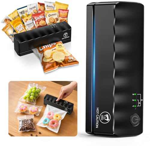 HAPPHOOH Folienschweißgerät Mini USB-wiederaufladbare,Klein Tüten Schweissgerät mit 5 Modi,Tragbare Versiegelungsmaschine,Verschweissgerät DIY-Plastikbeutelverschluss für Snack-Beutel Camping Potluck